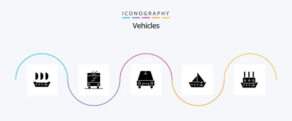 Vehicles Glyph Icon Pack Including Vessel Steamboat Transport Ship Vehicles — Vector de stock