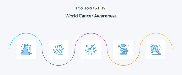 World Cancer Awareness Blue Icon Pack Including Infection Cancer Sign — Stockvector