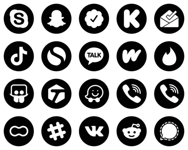 Fully Editable White Social Media Icons Black Background Slideshare Literature — Vetor de Stock
