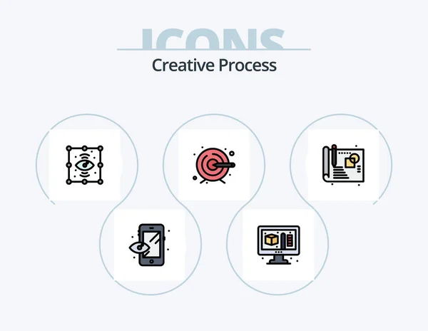 Creative Process Line Filled Icon Pack Icon Design Modeling Process — Stockový vektor