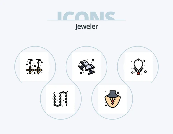 Jewellery Line Filled Icon Pack Icon Design Bag Gem Shopping — Stockvektor