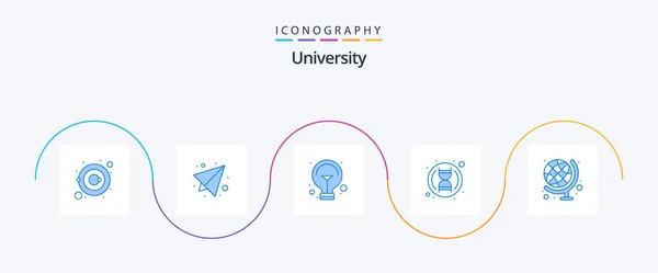 University Blue Icon Pack Including Geography Study Bulb Education Academy — Stock Vector