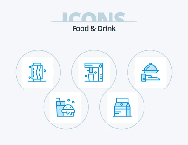 Food Drink Blue Icon Pack Icon Design Food Drink Milk — Stock Vector