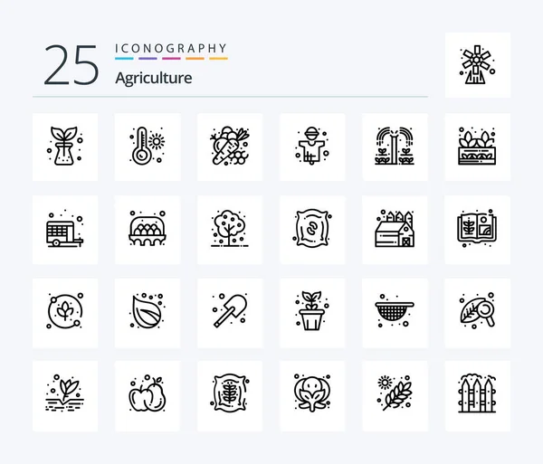 Agriculture Line Icon Pack Including Grower Production Farm Man Farming — Stock Vector