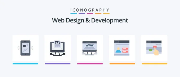 Web Design Development Flat Icon Pack Including Touch Click Billboard — Stockvector