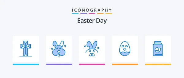Easter Blue Icon Pack Including Happy Easter Creative Icons Design — Wektor stockowy