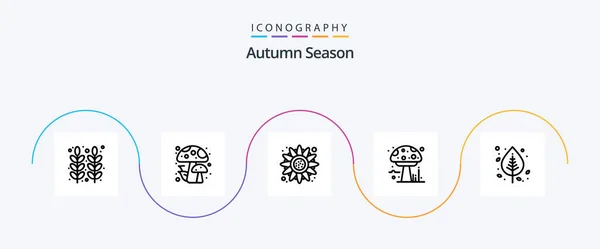 Autumn Line Icon Pack Including Birch Poison Autumn Mushroom Amanita — Archivo Imágenes Vectoriales