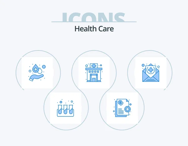Health Care Blue Icon Pack Icon Design Letter Building Blood — Stok Vektör