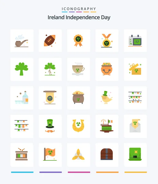 Creative Ireland Independence Day Flat Icon Pack Irish Green Madel — Stockvektor