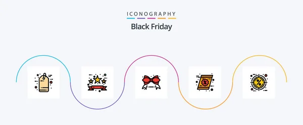 Black Friday Line Filled Flat Icon Pack Including Hot Shopping — Stockový vektor