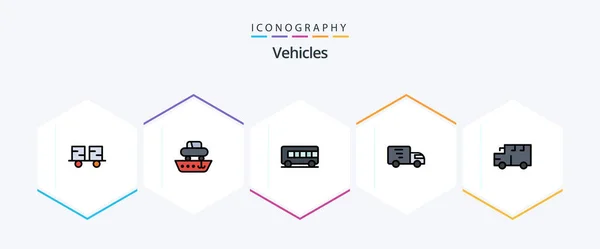 Vehicles Filledline Icon Pack Including Bus Transport Transport Lorry Vehicle — Stock vektor