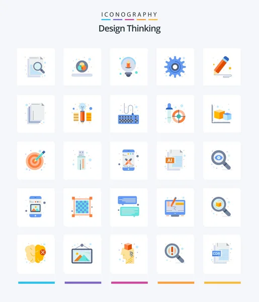 Creative Design Thinking Flat Icon Pack Pencil Idea Design Tool — Stok Vektör