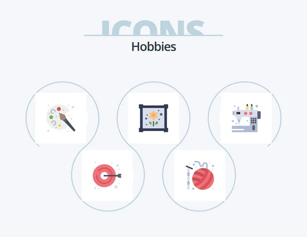 Hobbies Flat Icon Pack Icon Design Machine Hobby Knit Hobbies — Stockový vektor