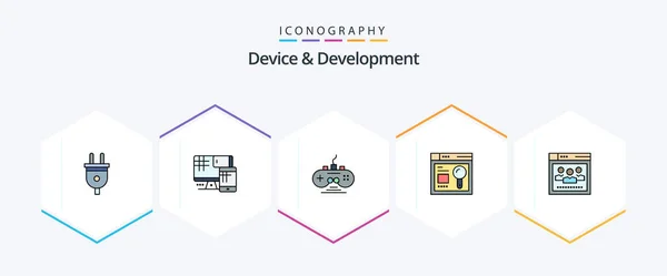 Device Development Filledline Icon Pack Including Network Education Controller Search — Stockvector