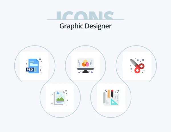 Graphic Designer Flat Icon Pack Icon Design Scissor Tool Psd — Stockový vektor