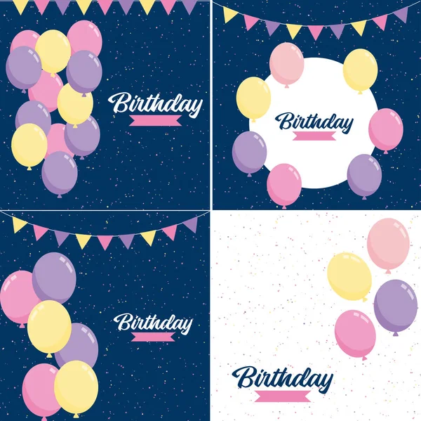 Vector Illustration Ahappy Birthday Celebration Background Balloons Banner Confetti Greeting — Vector de stock