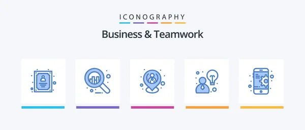 Business Teamwork Blue Icon Pack Including Mobile Configuration Strategy Business — Archivo Imágenes Vectoriales