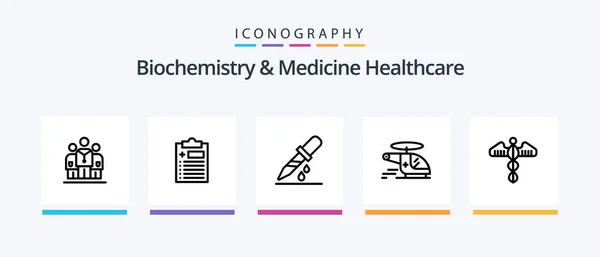 Biochemistry Medicine Healthcare Line Icon Pack Including Dope Pills Care — Stock Vector