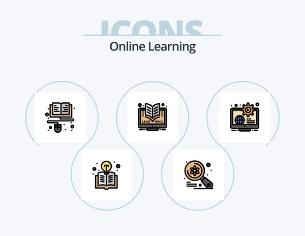 Online Learning Line Filled Icon Pack Icon Design Learning Education — Wektor stockowy