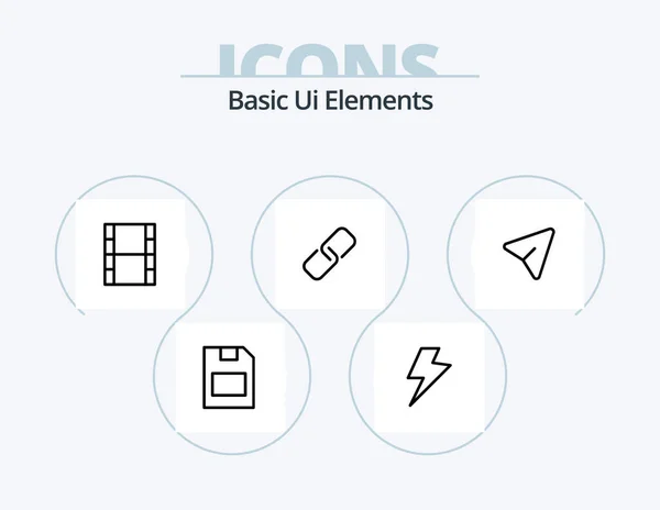 Basic Elements Line Icon Pack Icon Design Stopwatch Camposs Paper — Vetor de Stock
