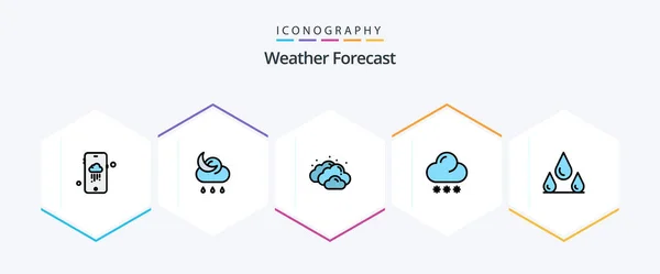 Weather Filledline Icon Pack Including Weather Cloudy Drops Snow — Vetor de Stock