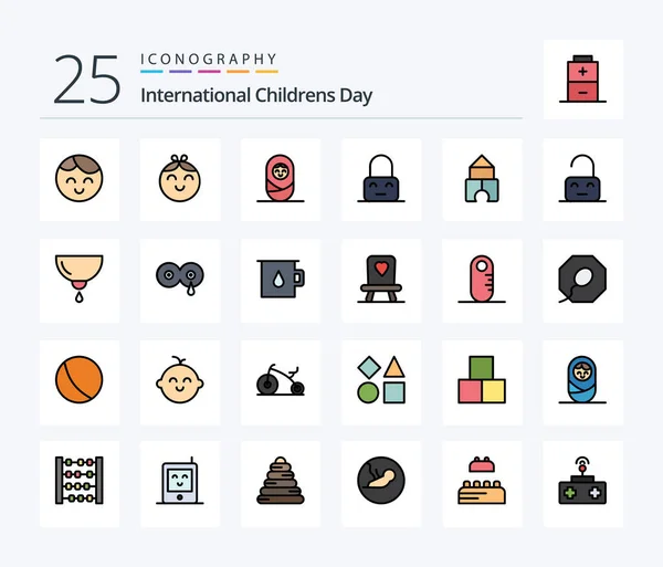 Baby Line Filled Icon Pack Including Baby Родительские Дата Отвали — стоковый вектор