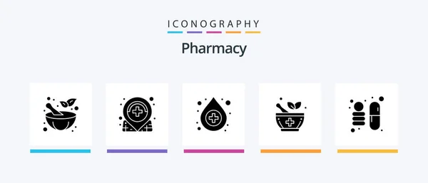 Pharmacy Glyph Icon Pack Including Space Help Science Signaling Creative — Vector de stoc