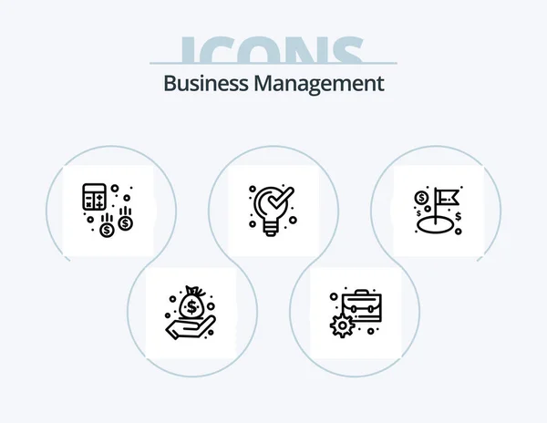Business Management Line Icon Pack Icon Design Management Finance Business — Image vectorielle