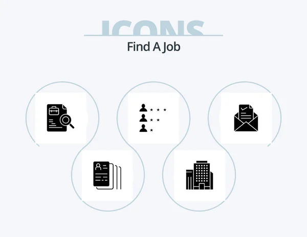 Find Job Glyph Icon Pack Icon Design Job Mail Document — Stockvector