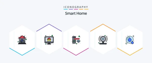 Smart Home Filledline Icon Pack Including Recycle Smart Cam Screen — Vettoriale Stock
