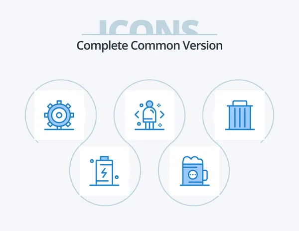Complete Common Version Blue Icon Pack Icon Design Direction Compare — Stockový vektor