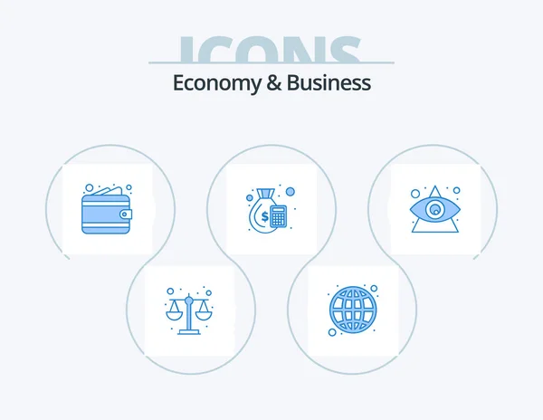 Economy Business Blue Icon Pack Icon Design Eye Accounting Cash — Stockový vektor