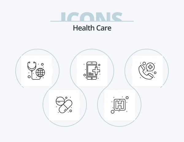 Health Care Line Icon Pack Icon Design Genetics Temprature Hospital — Stock Vector