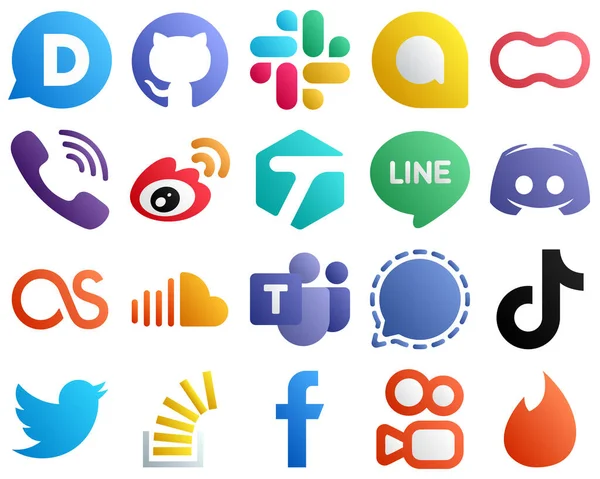 Gradient Social Media Icon Set Icons Message Line Rakuten Tagged — Stok Vektör