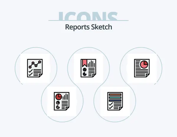 Reports Sketch Line Filled Icon Pack Icon Design Page Document — Stock vektor