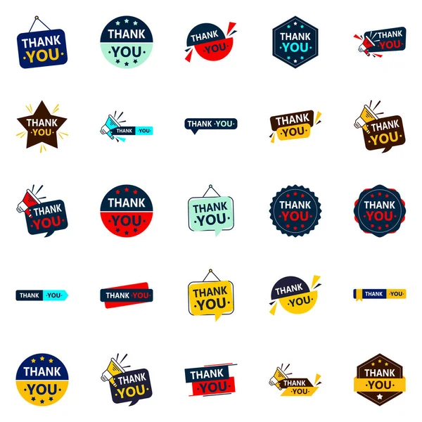 Eye Catching Vector Icons Thank Your Audience Creative Way — 图库矢量图片