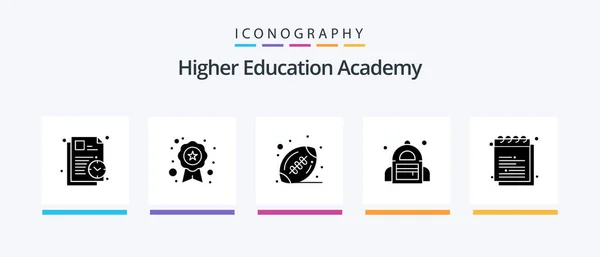 Academy Glyph Icon Pack Including Study Education American Academy School — Stok Vektör