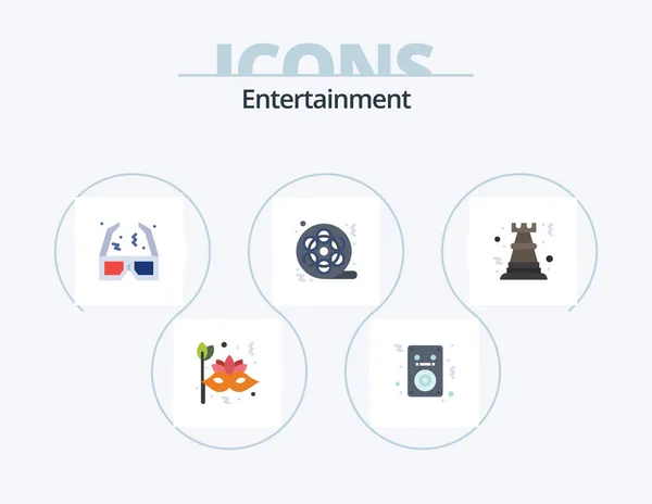 Entertainment Flat Icon Pack Icon Design Multimedia Cinema Player Movie — Vetor de Stock