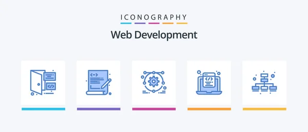 Веб Разработка Blue Icon Pack Включая Маркетинг Web Развитие Программирование — стоковый вектор