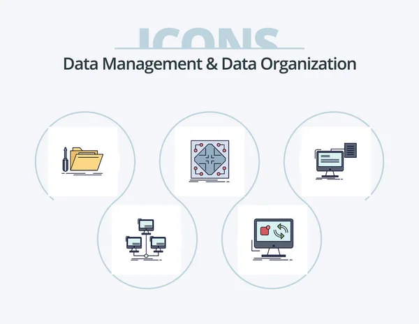Data Management Data Organization Line Filled Icon Pack Icon Design — 图库矢量图片
