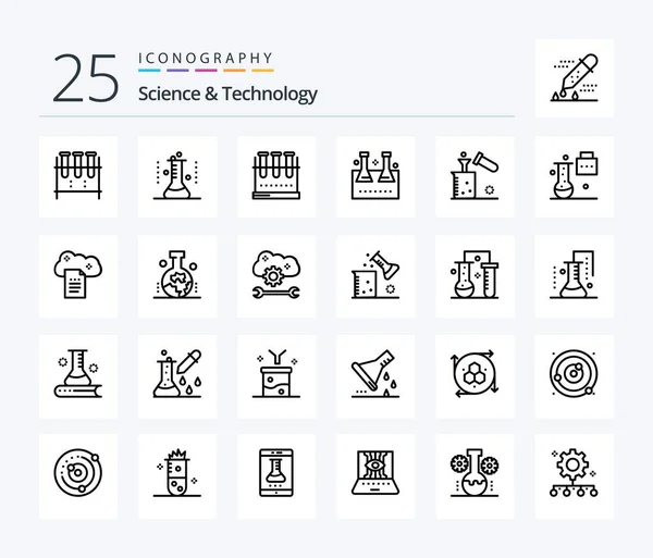 Science Technology Line Icon Pack Including File Storage Cloud Reporting — Stock vektor