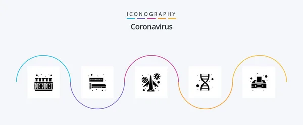 Coronavirus Glyph Icon Pack Including Virus Genomic Infrared Genetics Airplane — Image vectorielle