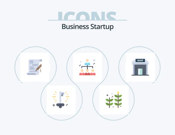 Business Startup Flat Icon Pack Icon Design Market Business Business — 图库矢量图片