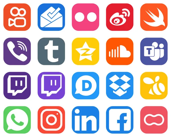 Complete Social Media Icon Pack Icons Sound Swift Tencent Tumblr — Stok Vektör