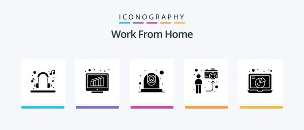Work Home Glyph Icon Pack Including Social Man Camera Live — Image vectorielle