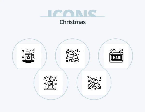 Christmas Line Icon Pack Icon Design Christmas Hanging Stars Gift — 图库矢量图片