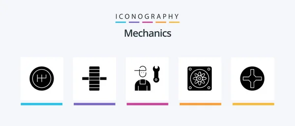 Mechanics Glyph Icon Pack Including Repair Screwdriver Cross Creative Icons — Image vectorielle