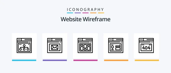Website Wireframe Line Icon Pack Including Browser Creative Icons Design — Stockvector