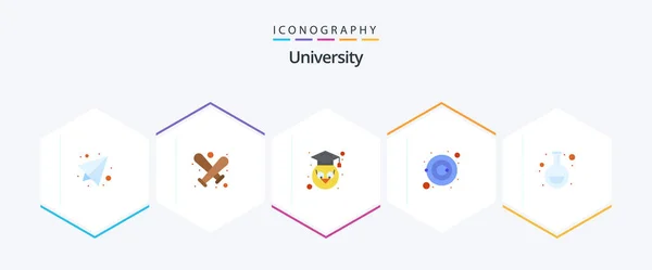 University Flat Icon Pack Including Lab Owl Planets Astronomy — Stock Vector