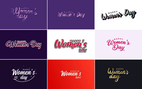 Set Cards International Women Day Logo Bright Colorful Design — Vector de stock